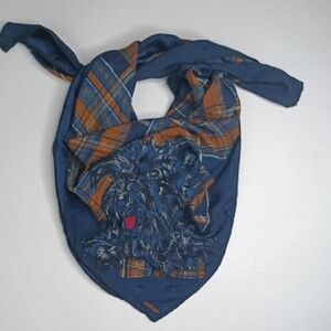 Silk Vintage Tartan Plaid Scarf by Rodier with Scottish Terrier Print Pattern